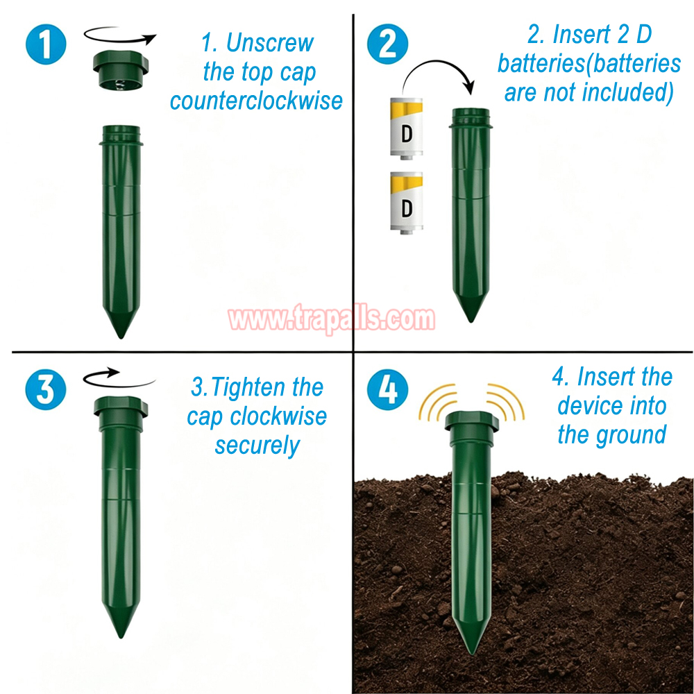 Garden Lawn Battery Powered Underground Sonic Vibration Gopher Snake Control Ultrasonic Mole Repeller - Image 5