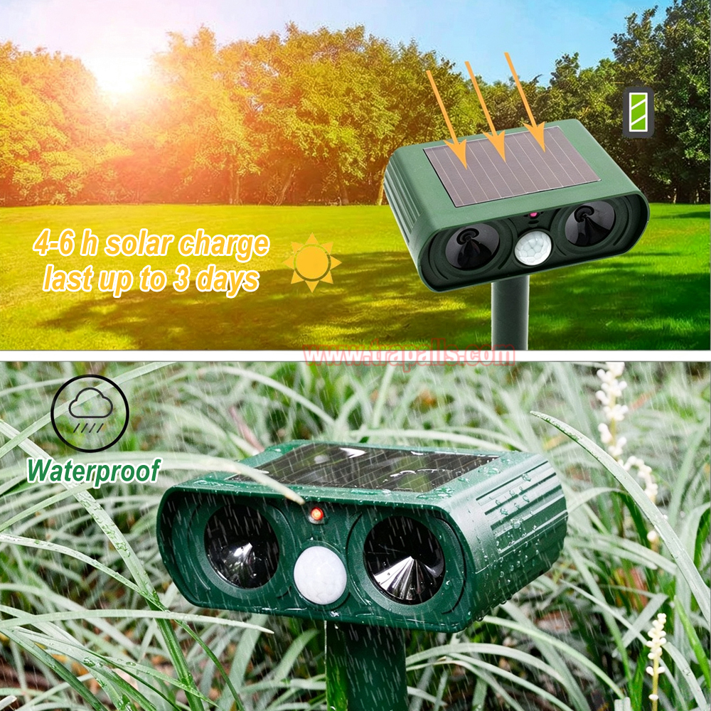 Outdoor Waterproof Solar Eco-Friendly Repellent PIR Sensor for Dogs Cats Squirrels Moles Ultrasonic Animal Repeller - Image 13
