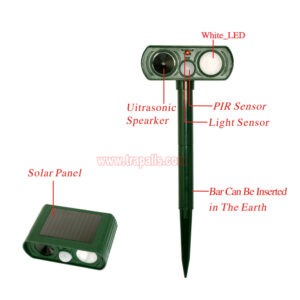 Garden LED Infrared Solar Mouse Dog Repellent with PIR Sensor Ultrasonic Animal Repeller - Image 3
