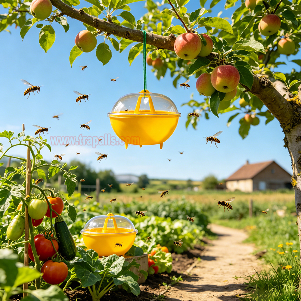 Orchard Garden Reusable Hanging Tall Funnel Design Prevents Spillage Hornet Control Fly Catcher Wasp Trap - Image 14