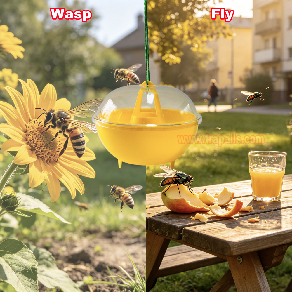 Orchard Garden Reusable Hanging Tall Funnel Design Prevents Spillage Hornet Control Fly Catcher Wasp Trap - Image 8