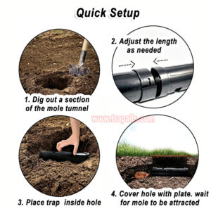 Garden Lawn Two Check Openings Humane Catch and Release Live Gopher Vole Adjustable Length Mole Trap - Image 9