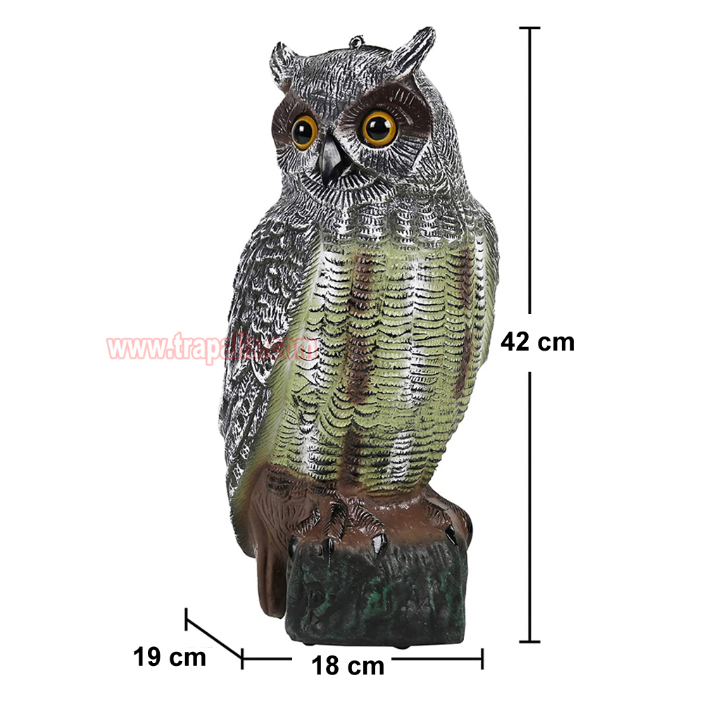 Outdoor Garden Realistic Owl Decoy Statue with Reflective Eyes Bird Deterrent Owl Decoy Bird Scarecrow - Image 3