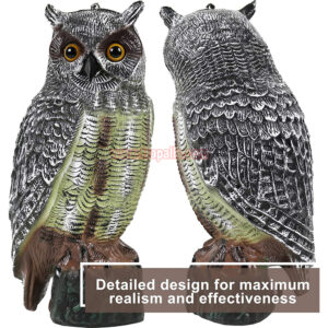Outdoor Garden Realistic Owl Decoy Statue with Reflective Eyes Bird Deterrent Owl Decoy Bird Scarecrow - Image 5