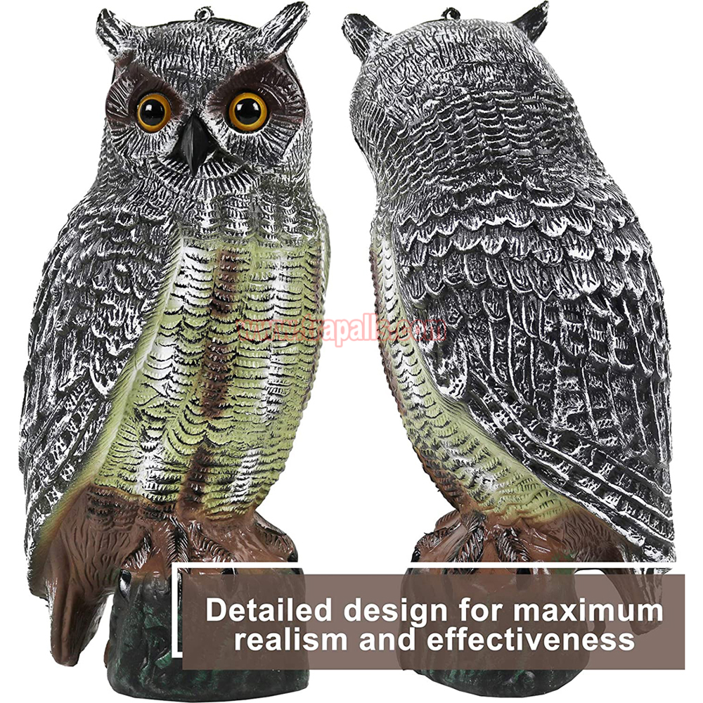 Outdoor Garden Realistic Owl Decoy Statue with Reflective Eyes Bird Deterrent Owl Decoy Bird Scarecrow - Image 5