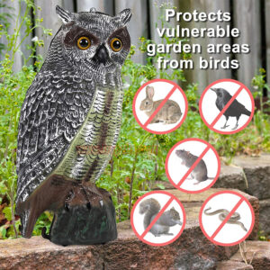 Outdoor Garden Realistic Owl Decoy Statue with Reflective Eyes Bird Deterrent Owl Decoy Bird Scarecrow - Image 6