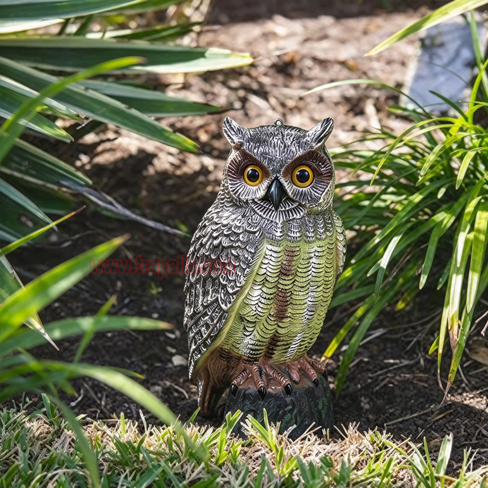 Outdoor Garden Realistic Owl Decoy Statue with Reflective Eyes Bird Deterrent Owl Decoy Bird Scarecrow - Image 10