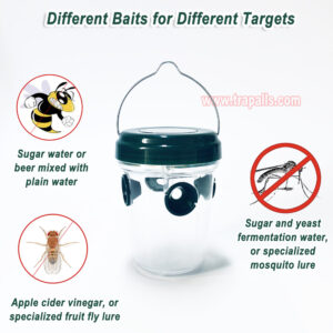 Outdoor Hanging Solar Powered LED Light Bee Hornet Catcher Mosquito Control Wasp Bottle Trap - Image 4
