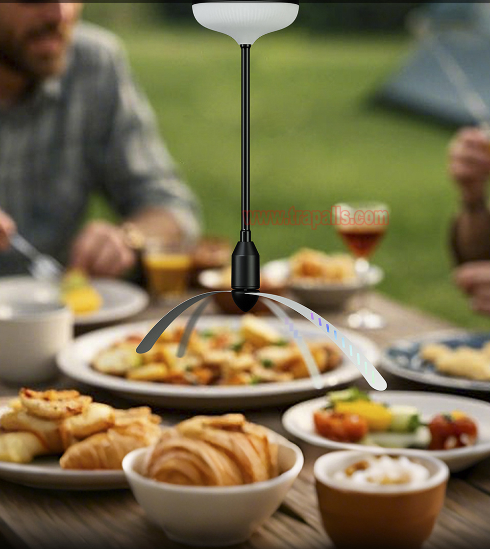 Indoor Outdoor Rechargeable Tabletop and Hanging Hook Option LED Light Mosquito Repeller Fly Repellent Fan - Image 16