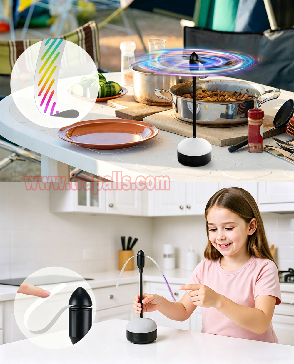 Indoor Outdoor Rechargeable Tabletop and Hanging Hook Option LED Light Mosquito Repeller Fly Repellent Fan - Image 23