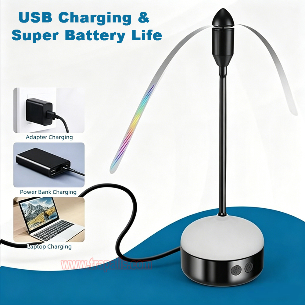 Indoor Outdoor Rechargeable Tabletop and Hanging Hook Option LED Light Mosquito Repeller Fly Repellent Fan - Image 10