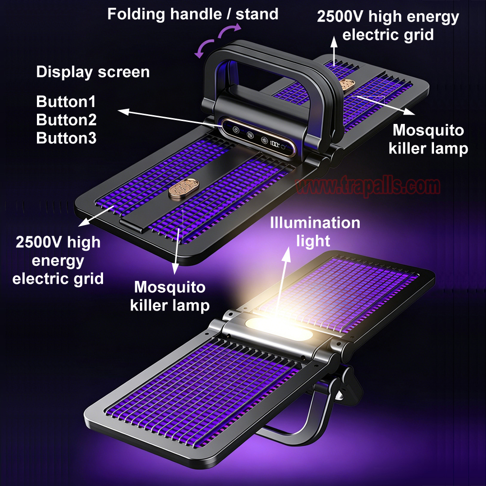 Outdoor Indoor Portable Foldable Smart Light Control Electric Insect Zapper Electric Shock Mosquito Killer Lamp - Image 11
