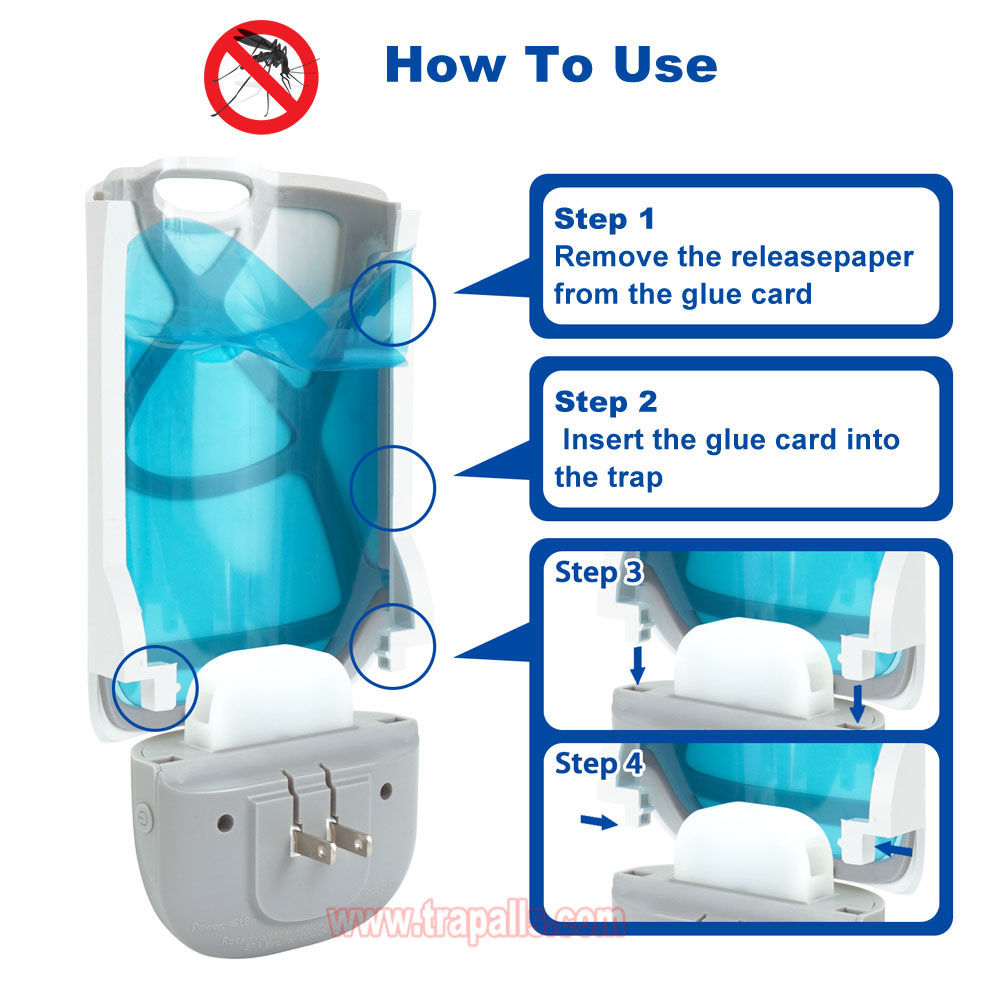 Indoor Home Plug-in UV Light Flying Insect Trap with Glue Board Moth Catcher Sticky Mosquito Killer Lamp - Image 5