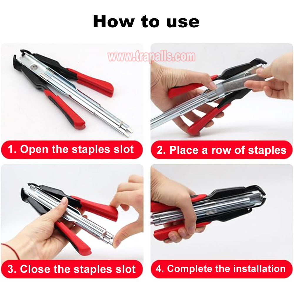 Garden Wire Fence Professional Fastening Tool Animal Pet Cage Automatic C-Ring Stapler C-type Pliers Kit - Image 5