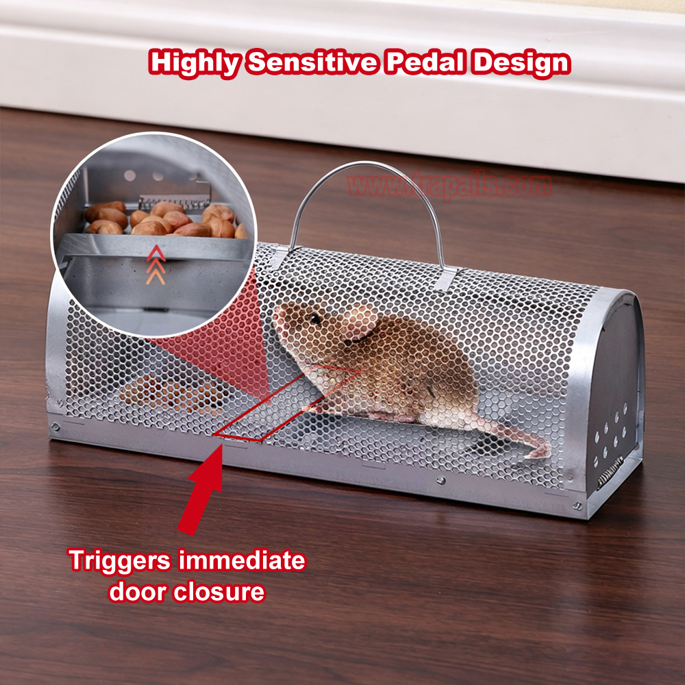 Indoor Warehouse Foldable with Carry Handle Humane Live Catch Rodent Sensitive Pedal Mouse Trap Cage - Image 7