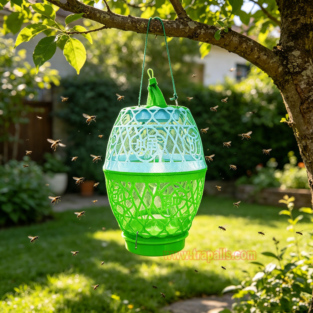 Outdoor Garden Reusable Escape-Proof Funnel Fly Catcher with Bait Tray Hanging Fly Trap Cage - Image 15