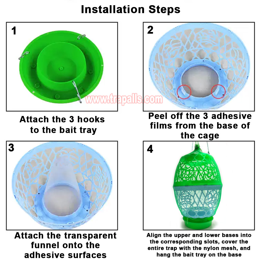 Outdoor Garden Reusable Escape-Proof Funnel Fly Catcher with Bait Tray Hanging Fly Trap Cage - Image 5