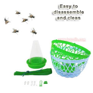 Outdoor Garden Reusable Escape-Proof Funnel Fly Catcher with Bait Tray Hanging Fly Trap Cage - Image 7