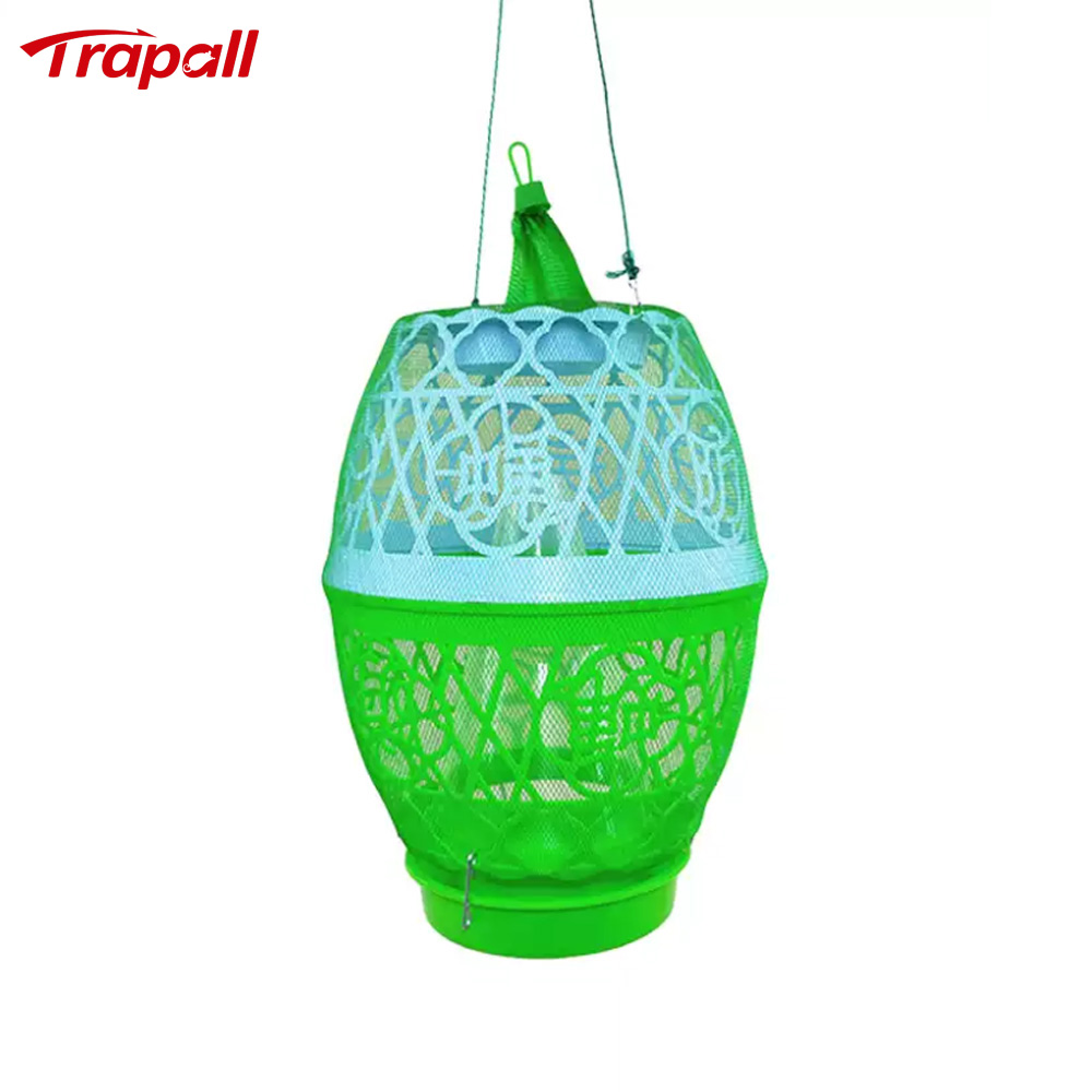 Outdoor Garden Reusable Escape-Proof Funnel Fly Catcher with Bait Tray Hanging Fly Trap Cage