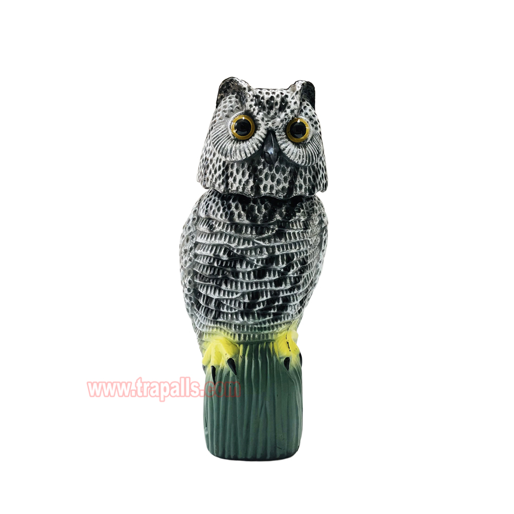 Outdoor Courtyard Realistic Rotating Owl Decoy Wind-Powered Pigeon Scarecrow 360° Rotating Head Bird Repeller Owl Bird Deterrent - Image 2