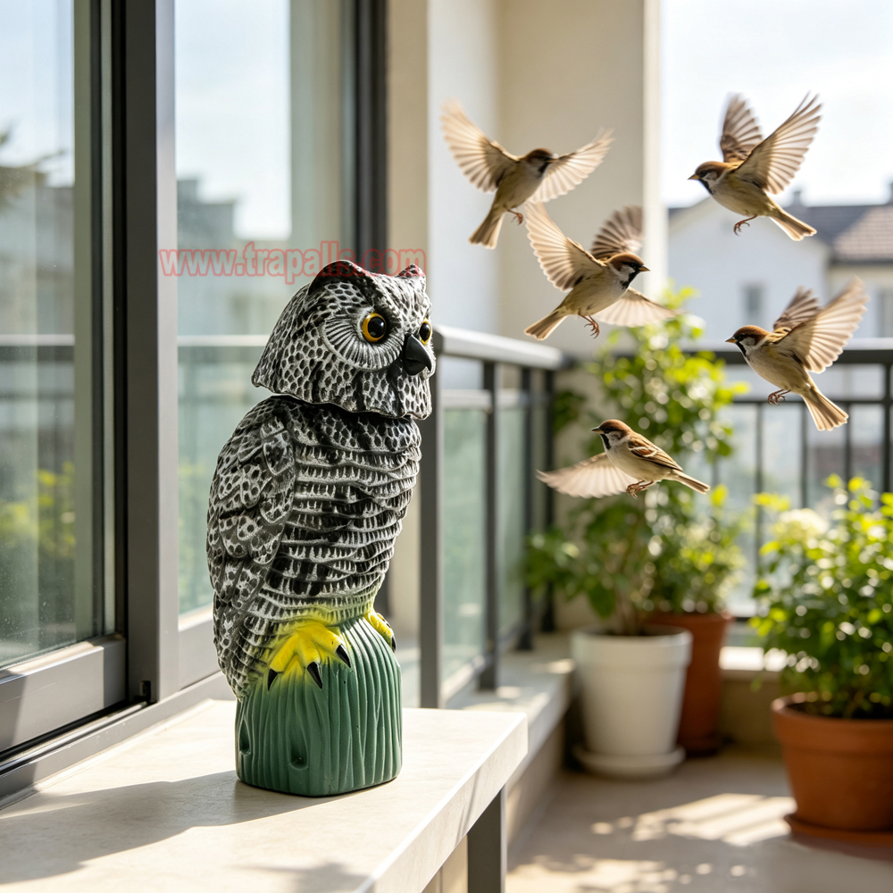 Outdoor Courtyard Realistic Rotating Owl Decoy Wind-Powered Pigeon Scarecrow 360° Rotating Head Bird Repeller Owl Bird Deterrent - Image 12
