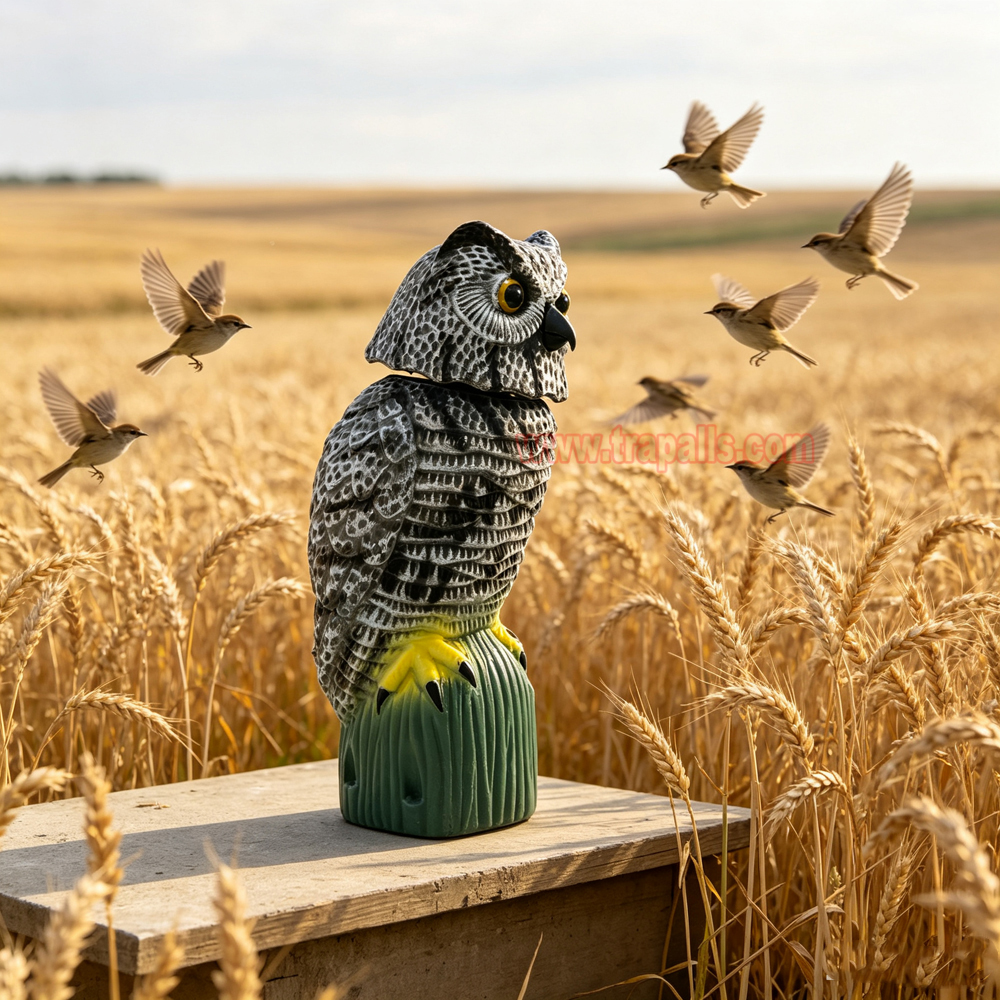 Outdoor Courtyard Realistic Rotating Owl Decoy Wind-Powered Pigeon Scarecrow 360° Rotating Head Bird Repeller Owl Bird Deterrent - Image 13