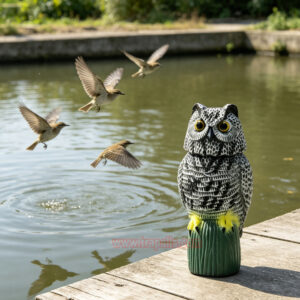 Outdoor Courtyard Realistic Rotating Owl Decoy Wind-Powered Pigeon Scarecrow 360° Rotating Head Bird Repeller Owl Bird Deterrent - Image 14