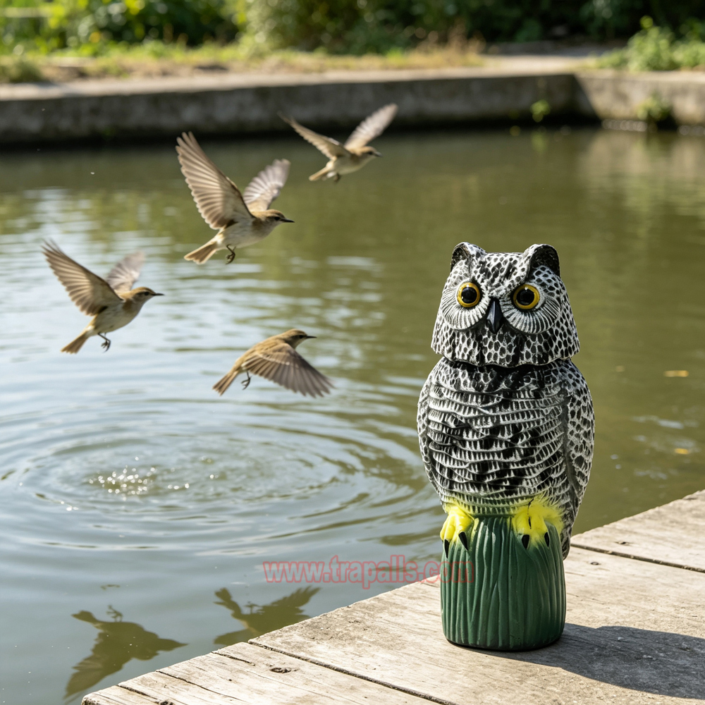 Outdoor Courtyard Realistic Rotating Owl Decoy Wind-Powered Pigeon Scarecrow 360° Rotating Head Bird Repeller Owl Bird Deterrent - Image 14