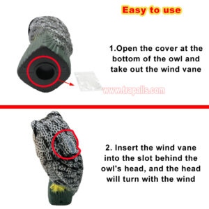 Outdoor Courtyard Realistic Rotating Owl Decoy Wind-Powered Pigeon Scarecrow 360° Rotating Head Bird Repeller Owl Bird Deterrent - Image 7