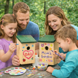 Garden Hanging Decorative Bird Shelter Sparrows Nesting Box Natural Wooden Bird House - Image 11