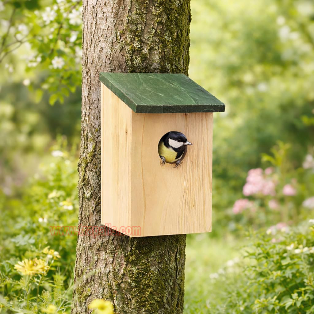 Garden Hanging Decorative Bird Shelter Sparrows Nesting Box Natural Wooden Bird House - Image 12