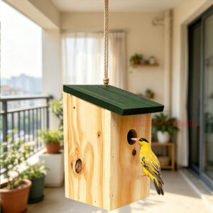 Garden Hanging Decorative Bird Shelter Sparrows Nesting Box Natural Wooden Bird House - Image 13