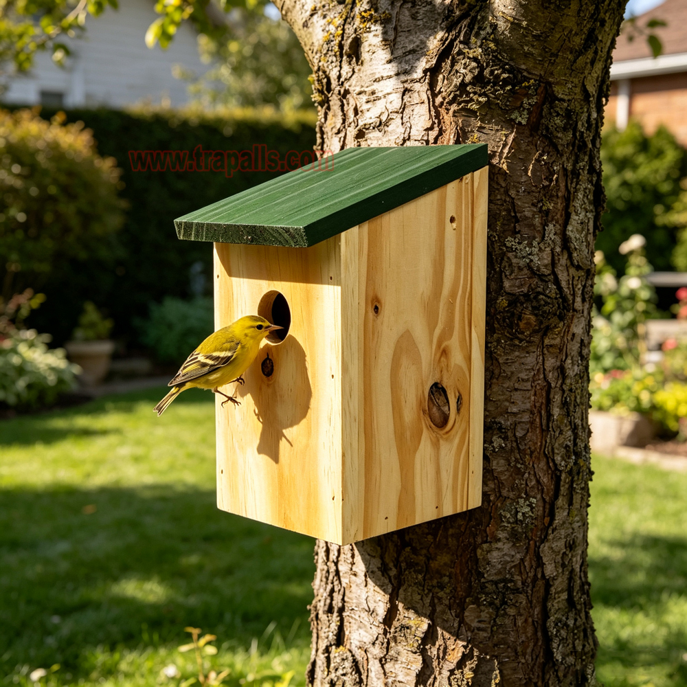 Garden Hanging Decorative Bird Shelter Sparrows Nesting Box Natural Wooden Bird House - Image 15