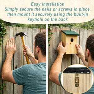 Garden Hanging Decorative Bird Shelter Sparrows Nesting Box Natural Wooden Bird House - Image 5