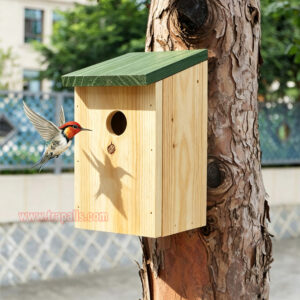 Garden Hanging Decorative Bird Shelter Sparrows Nesting Box Natural Wooden Bird House - Image 6