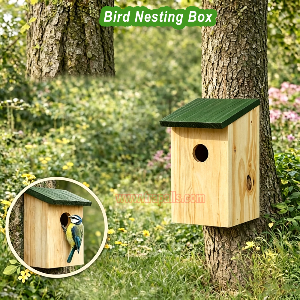 Garden Hanging Decorative Bird Shelter Sparrows Nesting Box Natural Wooden Bird House - Image 8