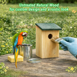 Garden Hanging Decorative Bird Shelter Sparrows Nesting Box Natural Wooden Bird House - Image 9