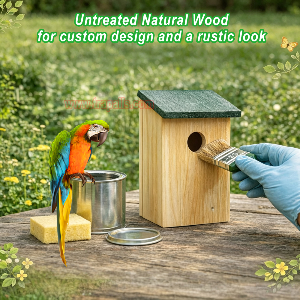 Garden Hanging Decorative Bird Shelter Sparrows Nesting Box Natural Wooden Bird House - Image 9