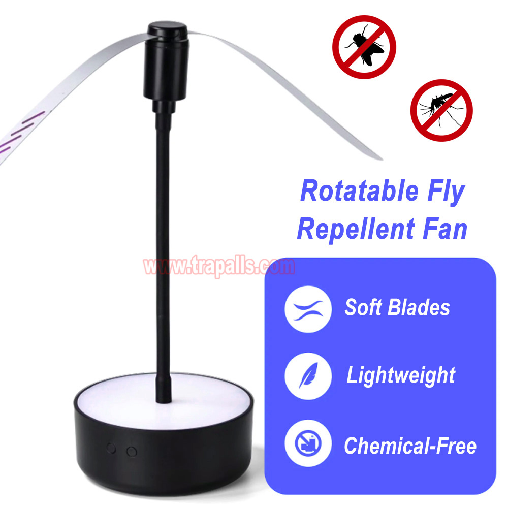 Indoor Camping Portable 360° Rotating Hanging Soft-Stop Blades Fly Repellent Fan with Light - Image 8