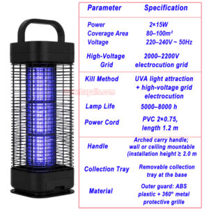 Outdoor Home UVA Fly Zapper Bug Trap Electric Shock Insect Killer Mosquito Killer Lamp - Image 6
