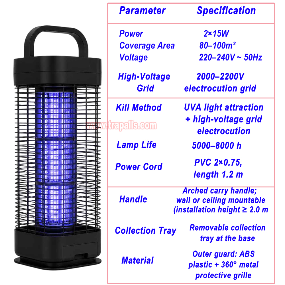 Outdoor Home UVA Fly Zapper Bug Trap Electric Shock Insect Killer Mosquito Killer Lamp - Image 6