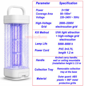 Outdoor Indoor UVA Fly Zapper Bug Trap Electric Shock Insect Killer Mosquito Killer Lamp - Image 6