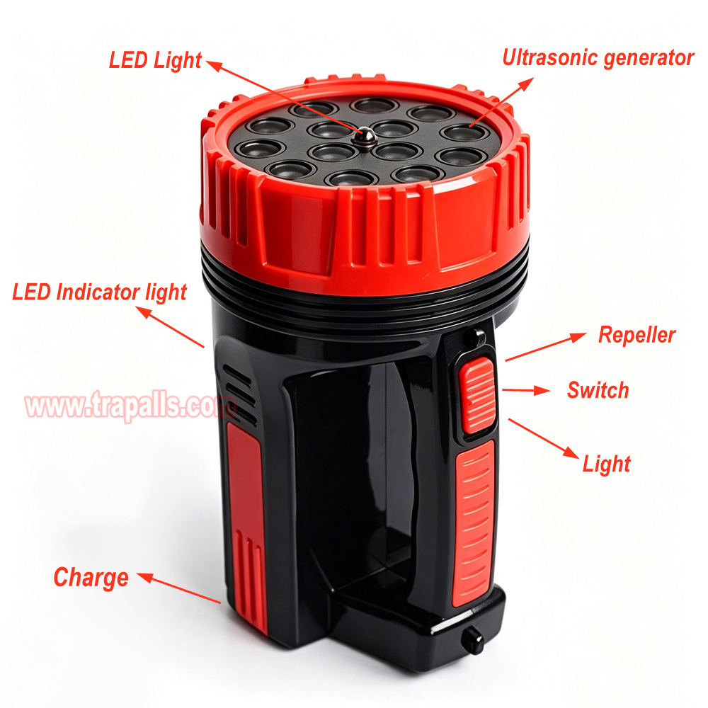 Outdoor Travel Portable Handheld LED Flashlight High Power Dog Repellent Ultrasonic Animal Repeller - Image 4