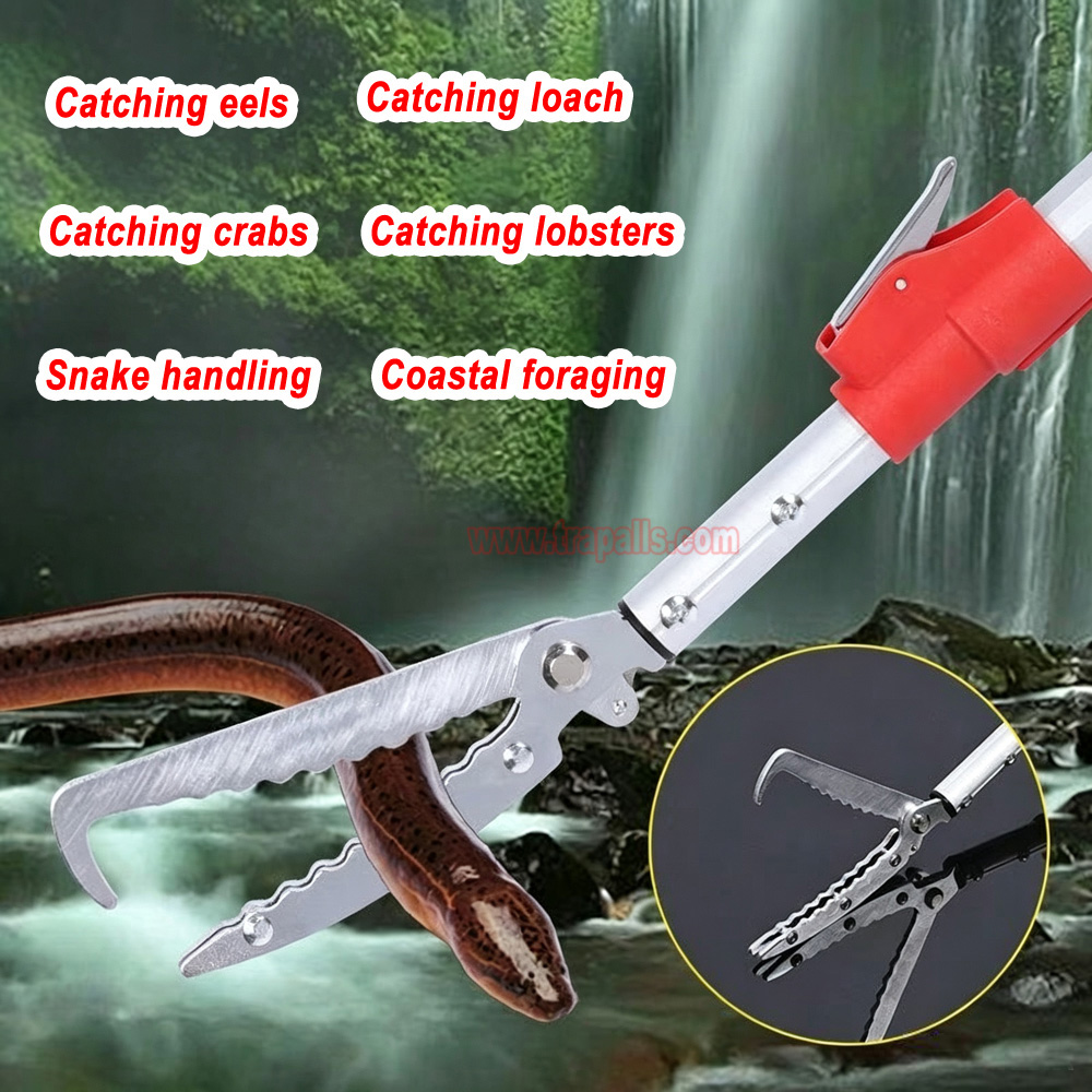 Outdoor Aquaculture Adjustable Fishing Tong Telescopic Eel Clamp Extendable Snake Catcher with Safety Lock - Image 10