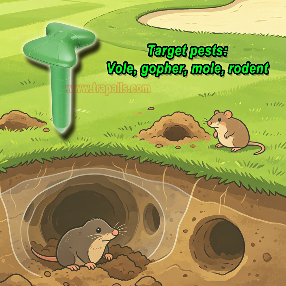 Outdoor Vibration Gopher Deterrent Battery Powered Sonic Vole Repellent Ultrasonic Mole Repeller - Image 7