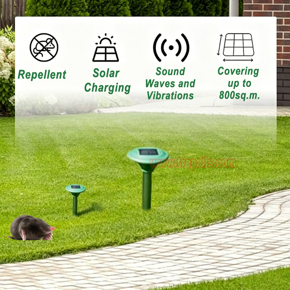 Outdoor Waterproof Solar Smart Variable Frequency Gopher Vole Snake Deterrent Ultrasonic Mole Repeller - Image 9