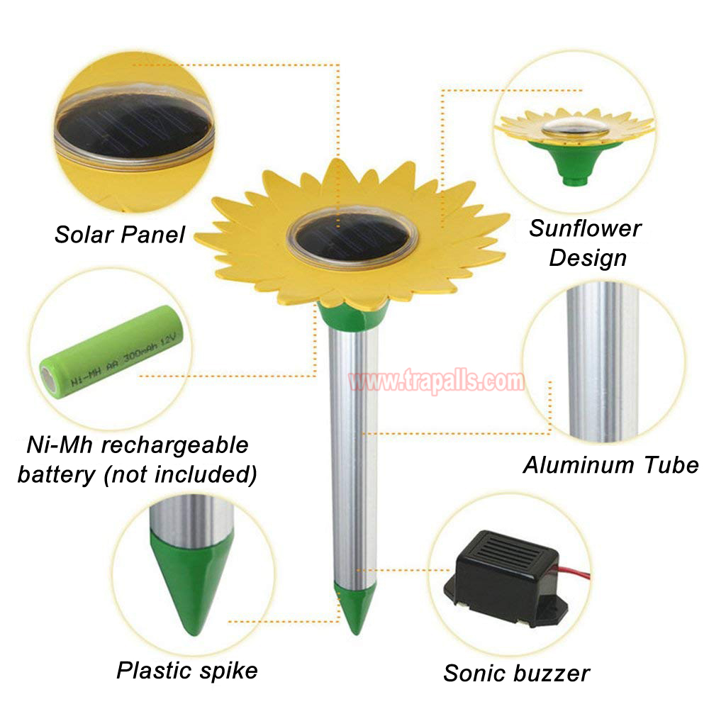 Outdoor Waterproof Battery Powered Intermittent Vibration Gopher Vole Repellent Ultrasonic Mole Repeller - Image 5