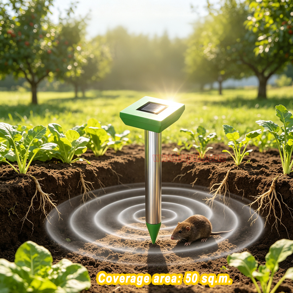 Outdoor Waterproof Solar Variable Frequency Gopher Vole Snake Deterrent Ultrasonic Mole Repeller - Image 12