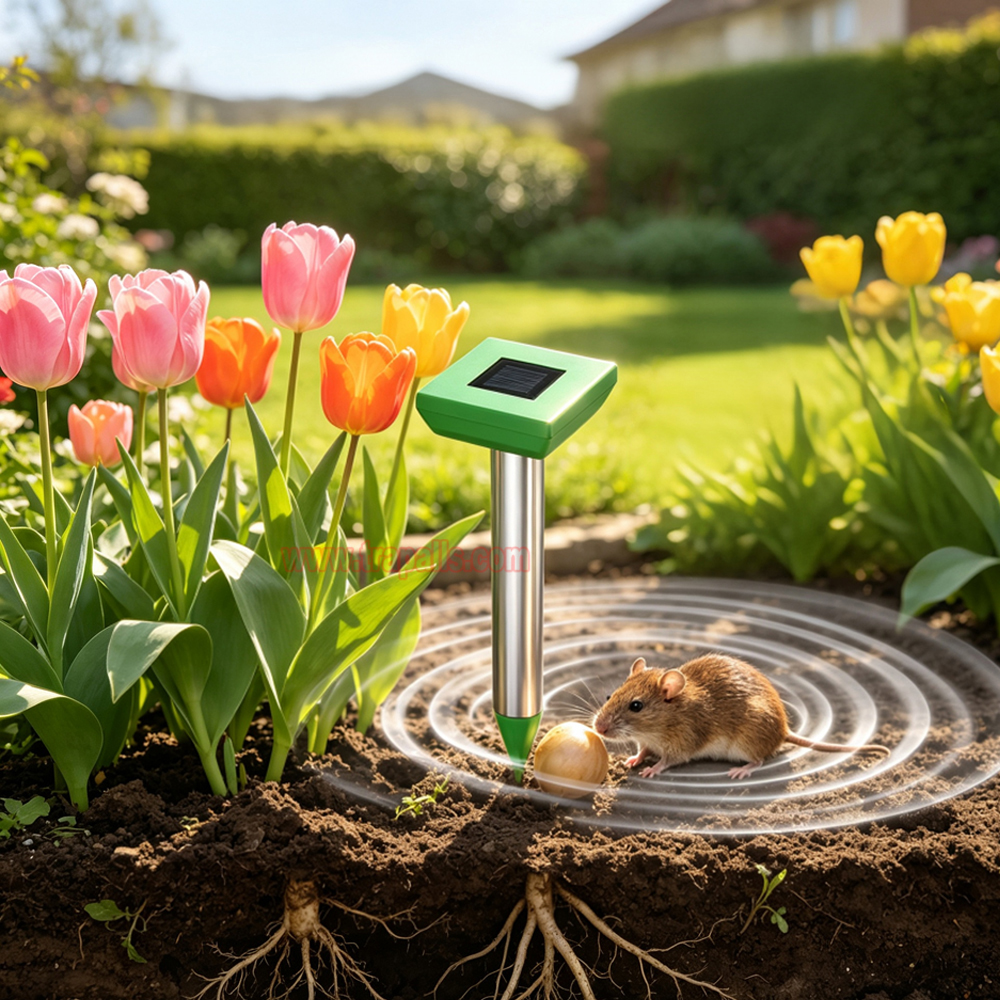 Outdoor Waterproof Solar Variable Frequency Gopher Vole Snake Deterrent Ultrasonic Mole Repeller - Image 13