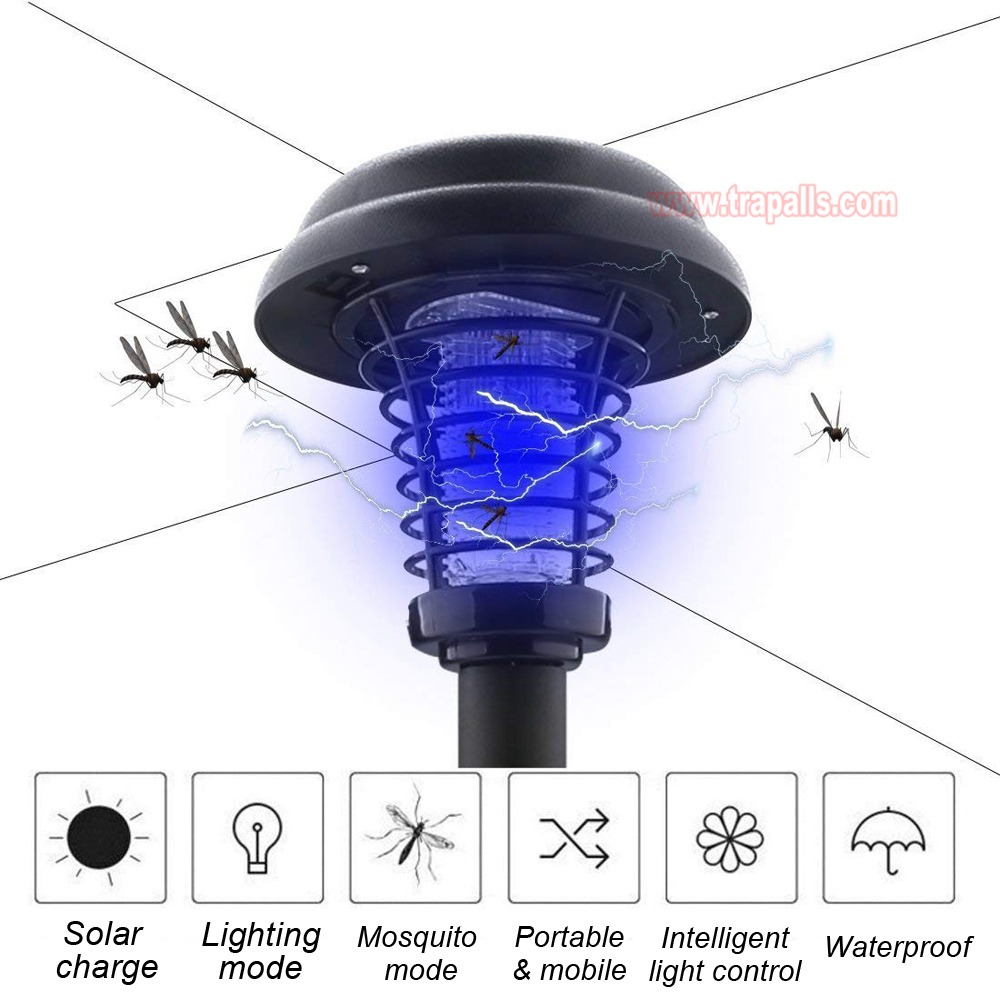 Outdoor Garden Waterproof Solar Bug Zapper UV LED Light Electric Fly Pest Killer Mosquito Killer Lamp - Image 4
